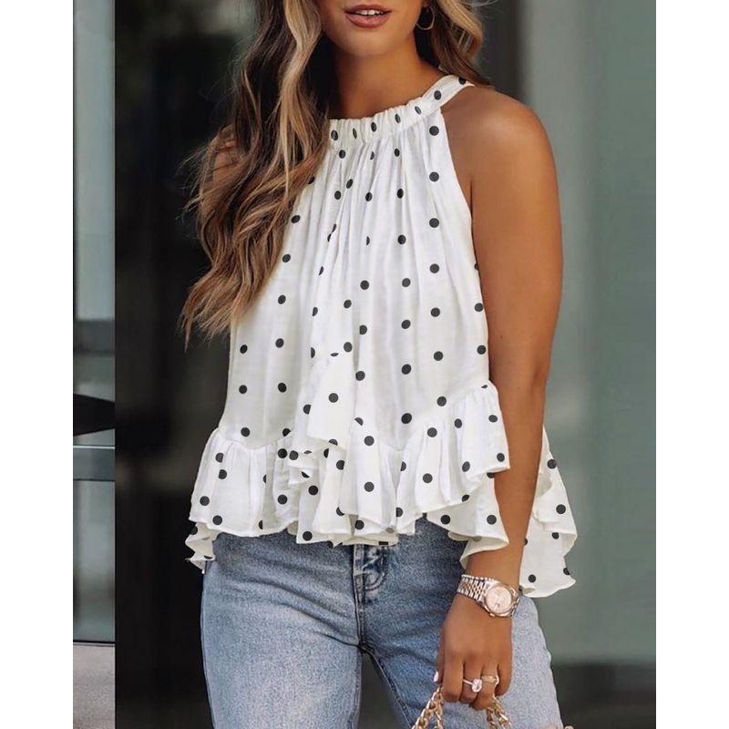 Sexy One-Shoulder Shirt Woman Loose round Neck Sexy off-Shoulder Sleeveless Shirt Tops