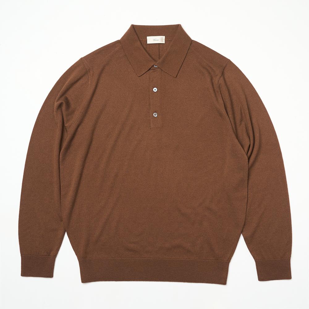 VERNO 25Ss Cashtouch Long Sleeve Polo Knit Brown