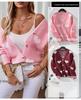 Fuzzy Women's Knitwear: Heart Single-Breasted Loose Cardigan - Autumn/Winter 2024