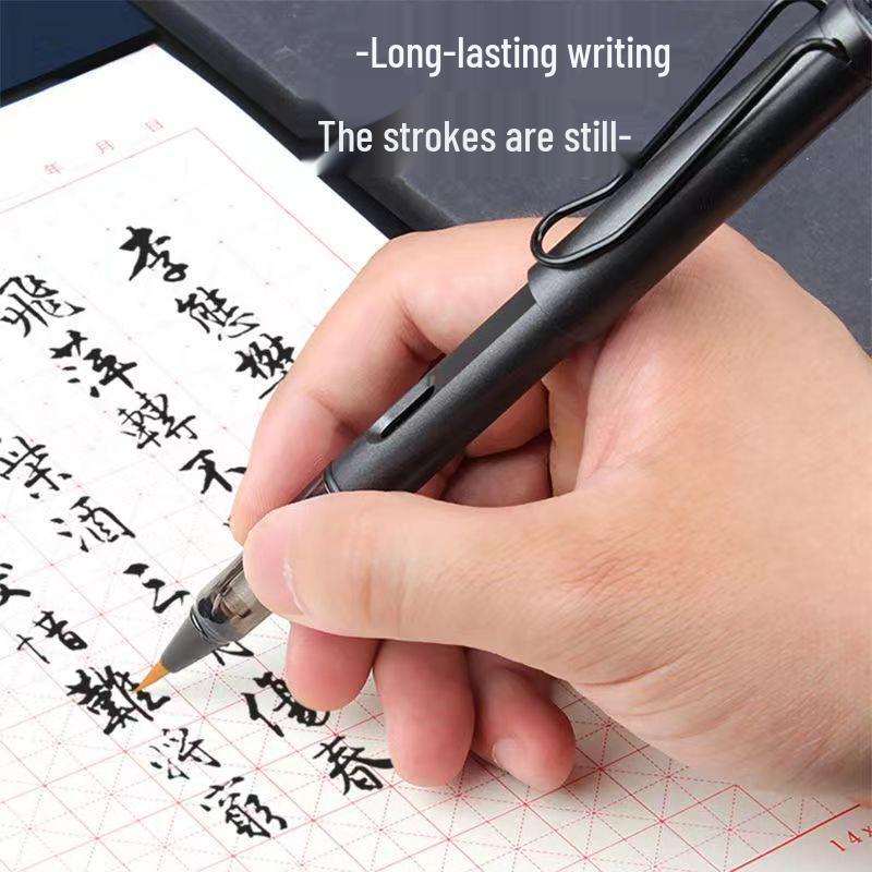 Plnitelný štětcový fix - Kaligrafické plnicí pero s jemným hrotem z vlčí srsti pro běžné písmo a kopírování súter