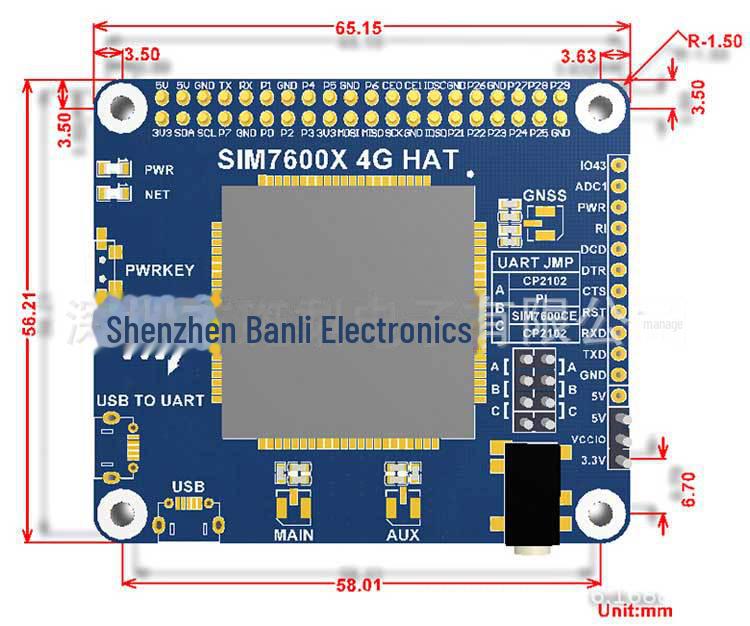 Raspberry Pi 4G Expansion Board with 3G/2G & GNSS Support