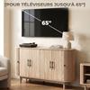 Living Room Sideboard, Oval, 4 Doors, 2 Adjustable Shelves, 147 x 40 x 76 cm, Oak