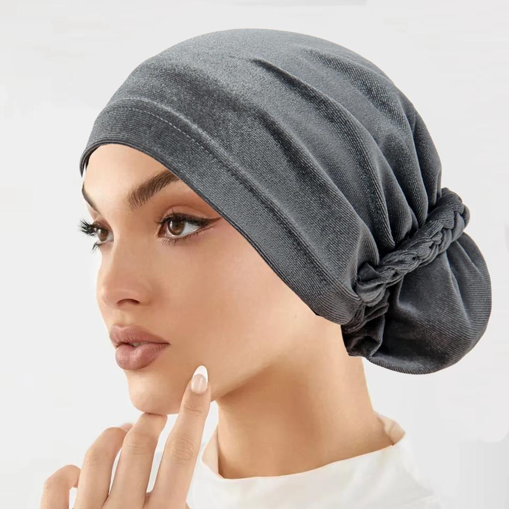 Soft Elastic Velvet Instant Turban Inner Hijabs Caps Hat Muslim Fashion Women's Headscarf Solid Color Women Hijab Bonnet