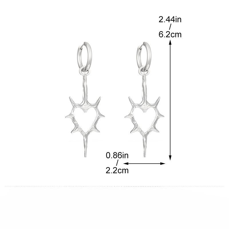 Trendy Niche Hollow Out Thorn Peach Heart Earrings, Couple Style Male And Female Ear Clasps, Personalized Sweet And Cool Style Earrings
