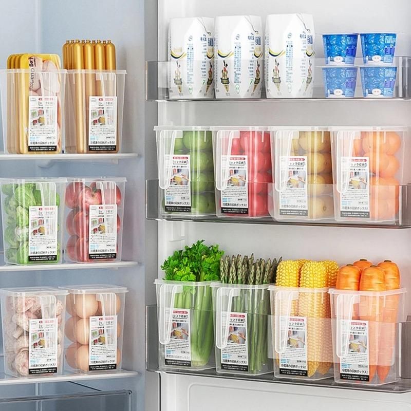 1/2Pcs Refrigerator Storage Box Fridge Side Door Food Fresh Boxes Bins with Handle for Fruit Vegetable Home Kitchen Organizer
