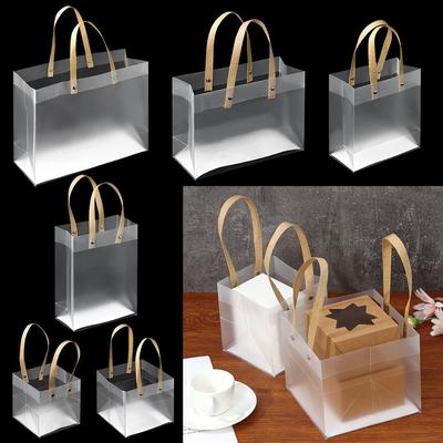 PVC with Handles Decor Translucent Tote Gift Wrapping Frosted PP Bags Package
