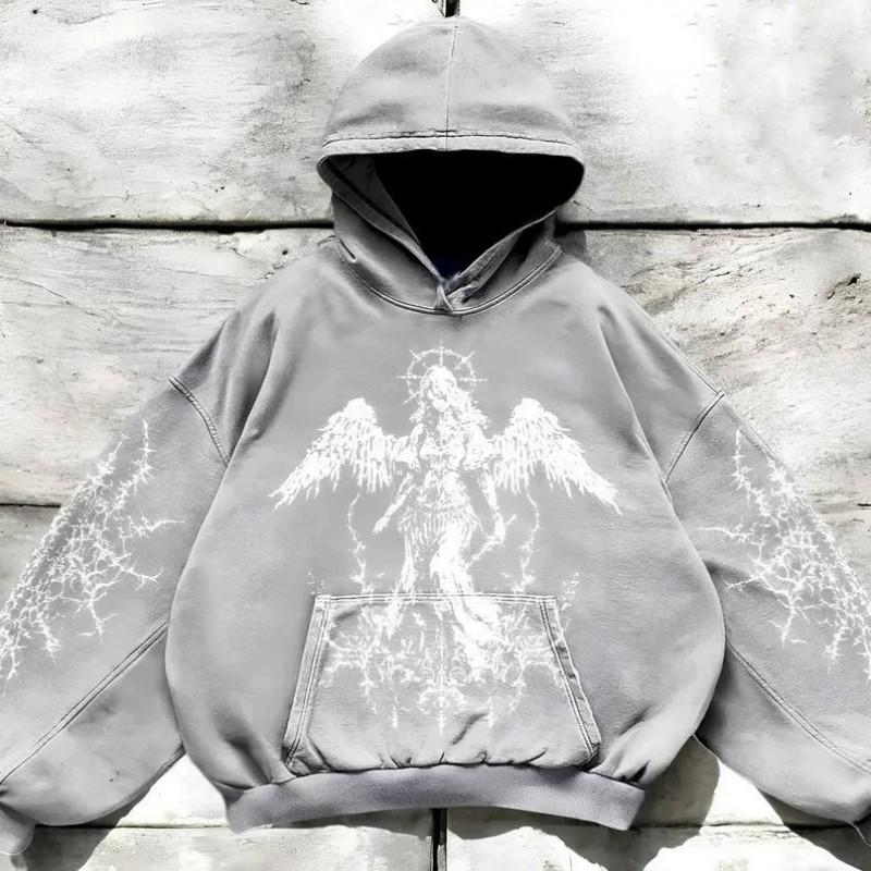 Herren Übergroßes Kapuzensweatshirt Mit 3D-Göttinnen-Print Locker Geschnitten Lässiger Langarm-Pullover