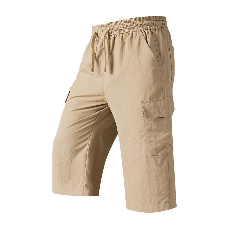 

Shorts men s summer casual cropped trousers ice silk thin outdoor work shorts large size quick-drying medium trousers XL хакі