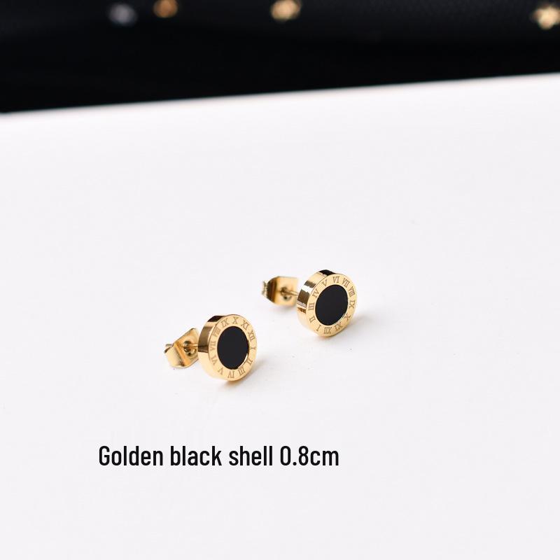 Unisex Roségold & Schwarze Titanstahl Ohrstecker