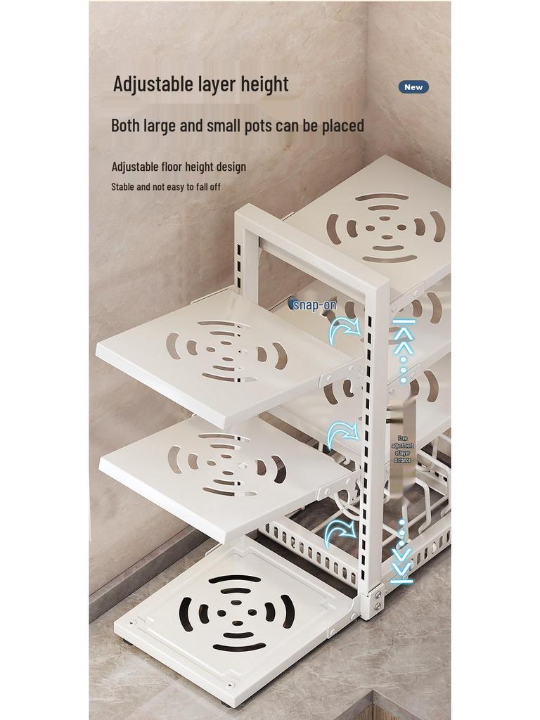 Vícevrstvý organizér na hrnce pod dřez pro skříňku, úložný prostor na nádobí