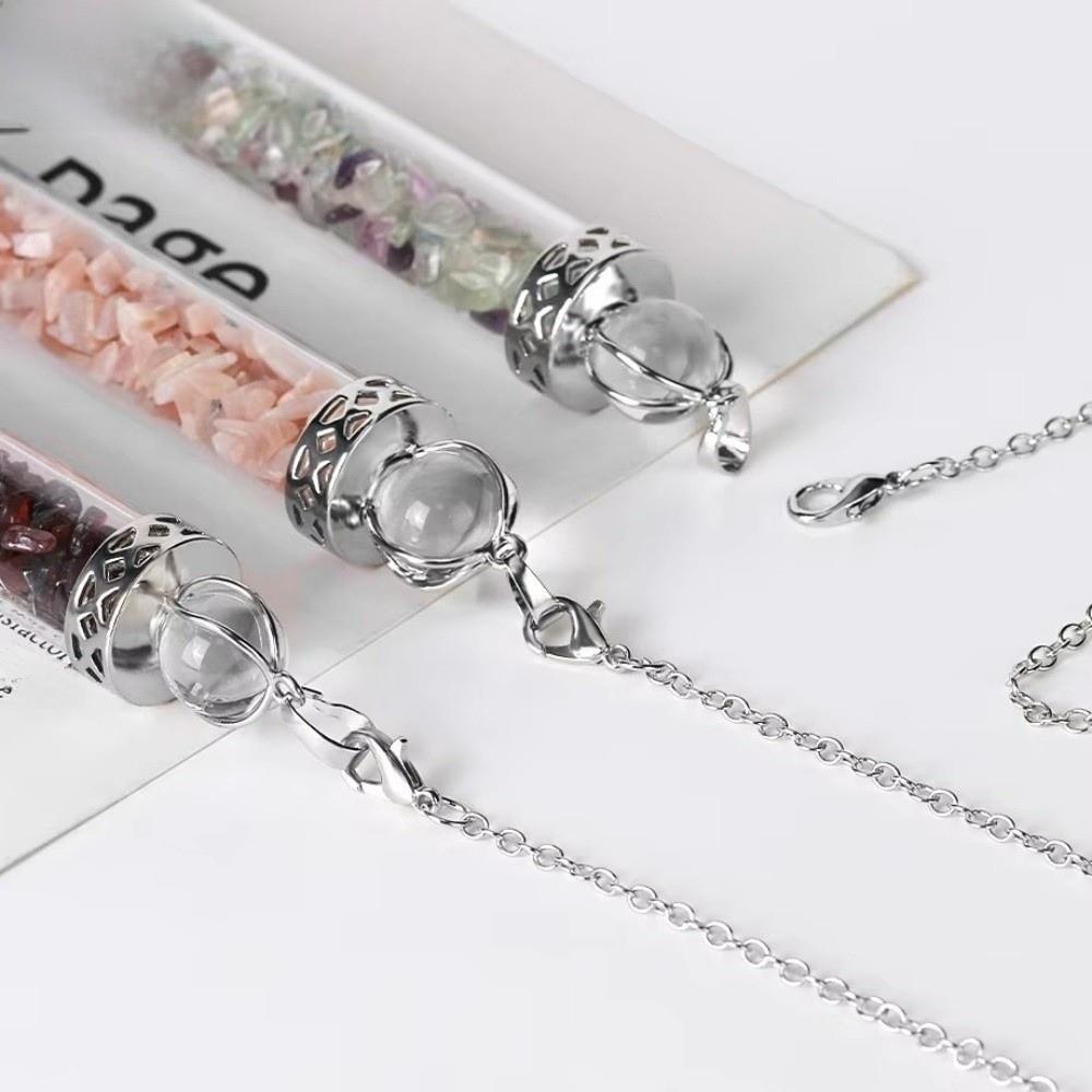Crystal Stone Quartz Pendulum with Chain Pendant Design Wishing Bottle Pendulum Long Shape Clear Quartz Dowsing Pendulum