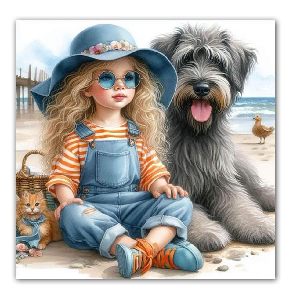 Diamond Painting kits Boy Girl Dog Mosaic Full Drill 5d Diy Diamond Embroidery Seaside Scenery Cross Stitch Home Decor