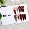 Ge Fengte Wearing Nails Burgundy Three-dimensional Carved Metal Thorns Love Long Pointed Nail Art