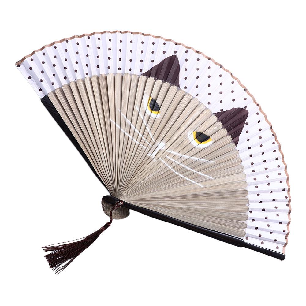 Bamboo Skeleton Hand Chinese Style Folding Fan Ancient Style Traditional Craft Hand Fan Elegant with Tassel Hanfu Dance Fan коричневый
