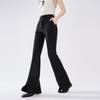 Qiusyiren Women's High-Waist Black Flare Casual Pants