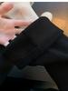 Women's Plus Size Black Velvet Yoga Flare Pants - High Waist, Slimming, Autumn/Winter Outerwear