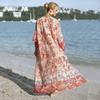 European & American Plus Size Chiffon Print Vacation Long Robe Beach Dress