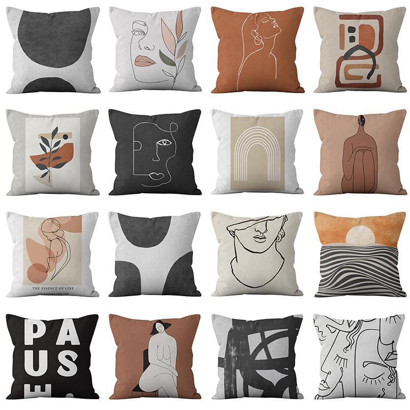 Nordic Wasabi Style Abstract Pillowcase Modern Simple Home Sofa Bedside Cushion Cover
