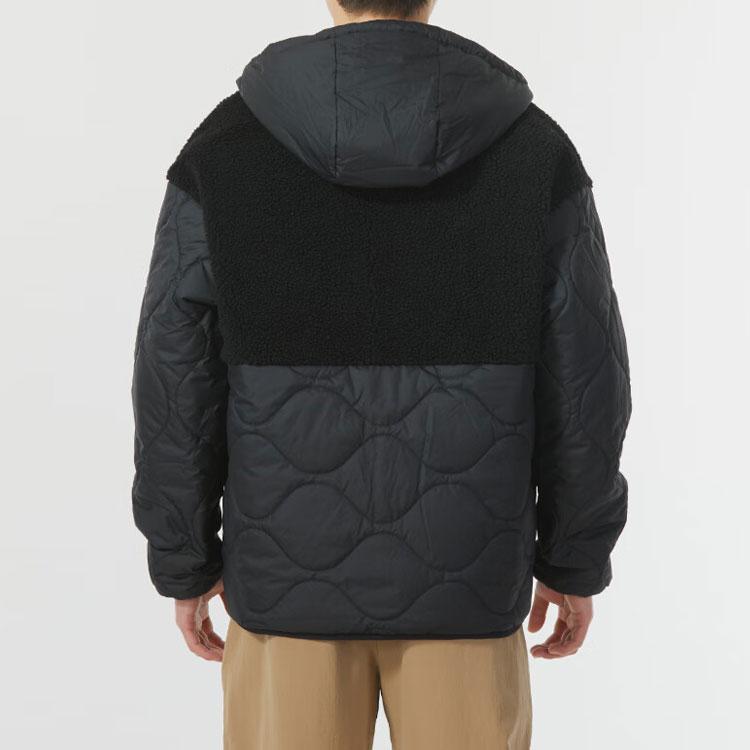 Adidas Logo Reverzibilní Patchworková Ležérní Bunda s Kapucí z Umělé Střižní Vlny Pánská Bunda Malina IW4037