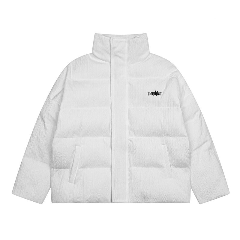 

Зимовий товстий теплий вертикальний комір із квітковою текстурою та літерами з вишивкою на ватній підкладці, трендові чоловічі та жіночі куртки. 3XL