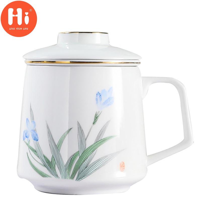 Keramický oddělovací šálek na čaj Porcelánové ručně malované šálky s filtrem Kreativní barevná glazura Kancelářský hrnek na vodu Nádobí na pití