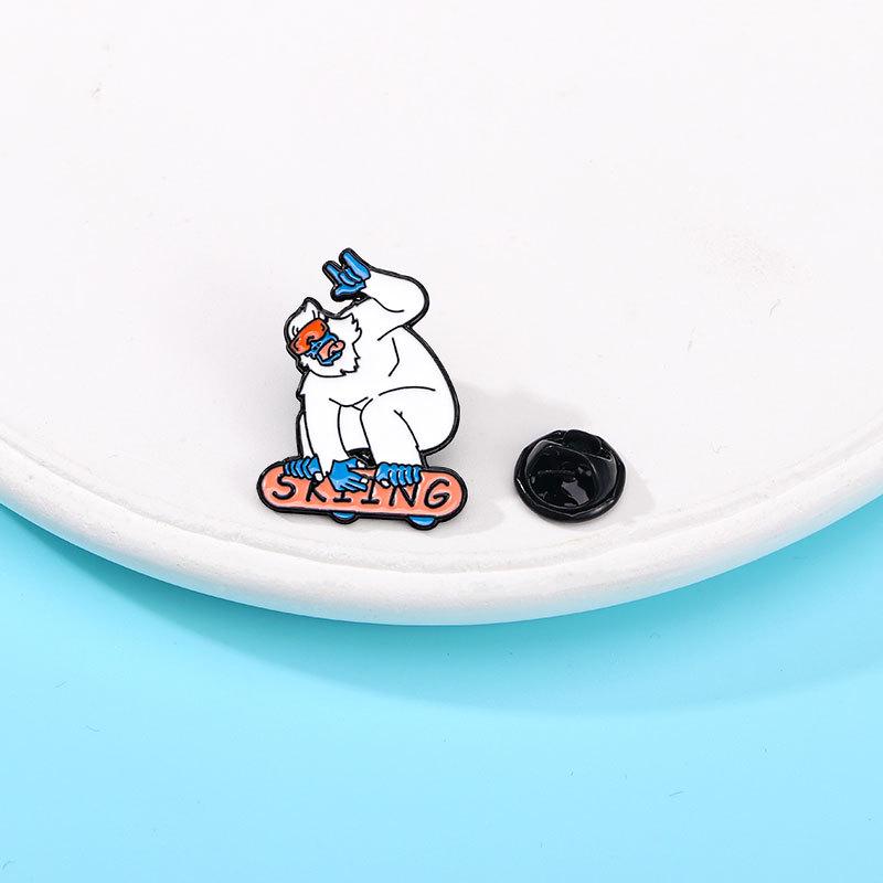 

Milan Winter Olympics Polar Bear & Penguin Ski Brooch