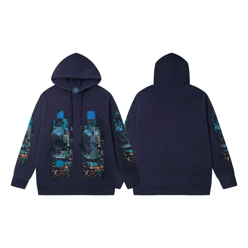 American High Street Washed Print Loose Casual Hoodie Sweatshirt for Couples