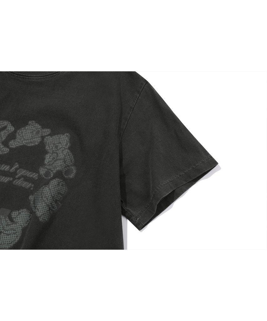 CPGN STUDIO Heartbear Pigment Crop Short Sleeve Tee Smoke Black