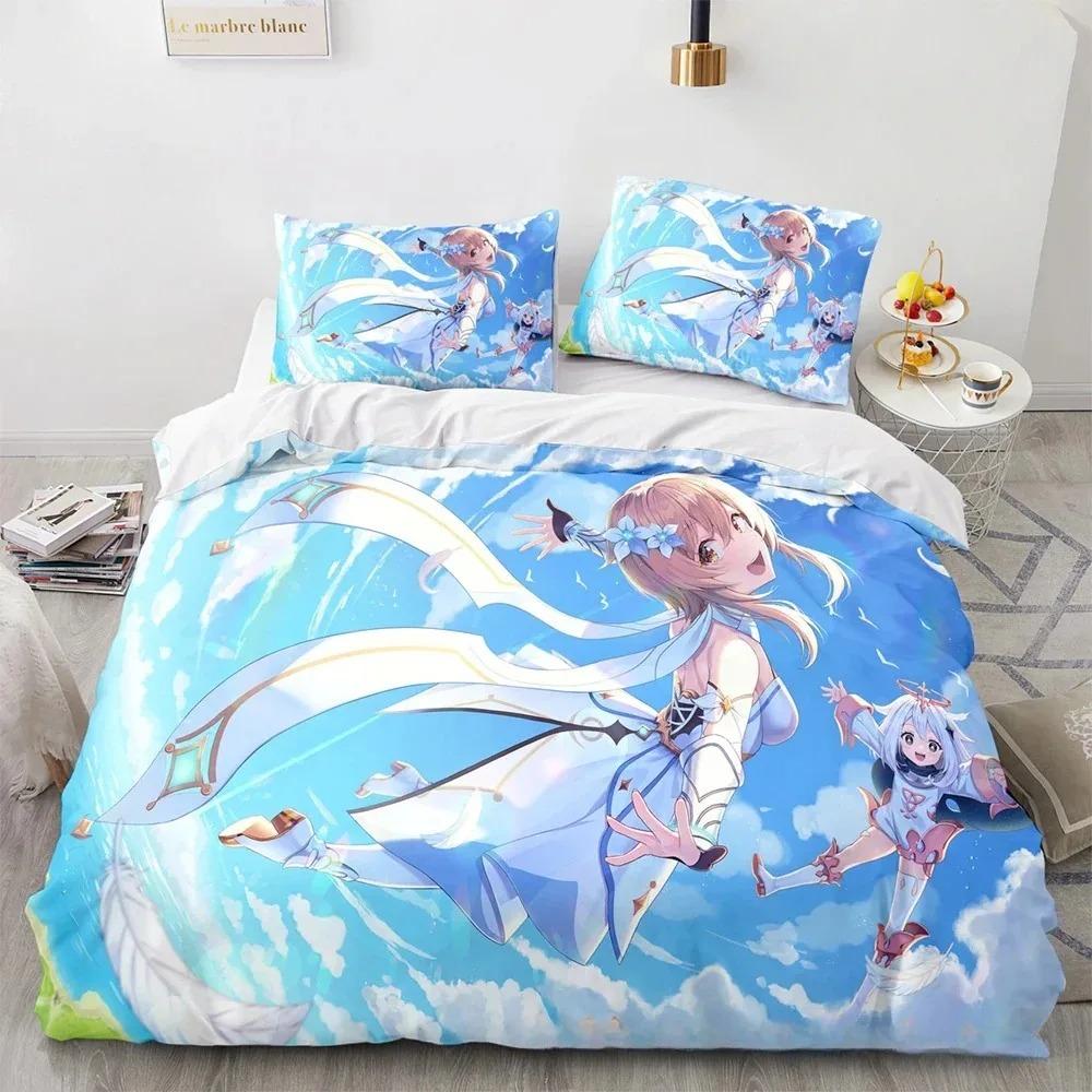 Comforter 3D Print Genshin Impact Anime Game Bedding Set Double Twin King Comforter Boys Girls Adults Bedroom