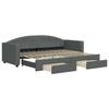 Pull Out Daybed with Drawers Dark Grey 80 X 200 Cm Fabric