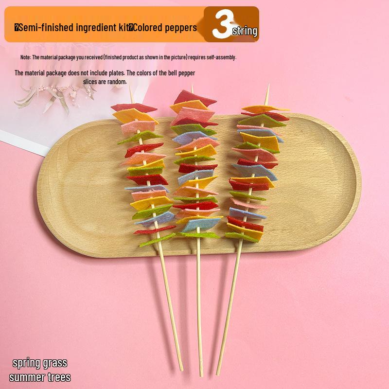 Kids DIY Cloth Art Barbecue Skewers Kit for Kindergarten Role-Play Other