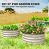 Set of 2 Raised Garden Bed, Metal Planter Box with Safety Edging, Easy-to-assemble Stock Tank, Cream White