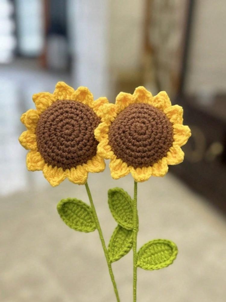 1pc Hand Woven Sunflowers, Artificial Flowers, Handmade Flowers, Home Decor, Party Layout