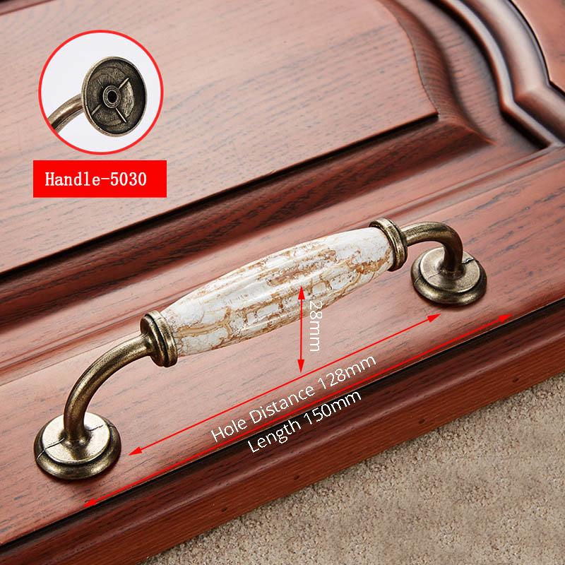 NAIERDI Marble Series Ceramic Cabinet Handles Zinc Alloy Cabinet Pulls Drawer Knobs Wardrobe Door Handles Furniture Handle