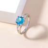 European & American Hot Style Deep Sea Blue Zirconia Open Ring for Women