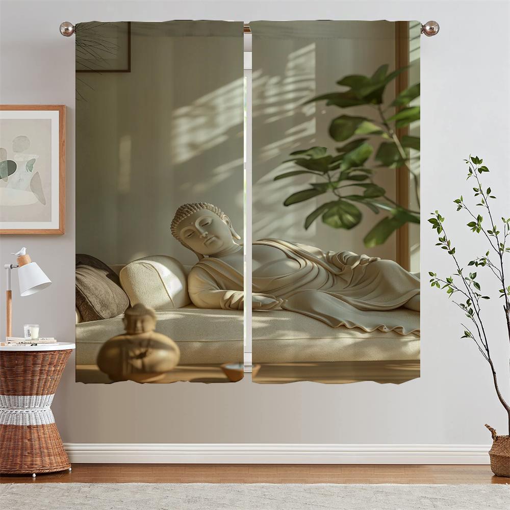 

Repose Buddha Kitchen Curtains on Offer Free Shipping Blackout Curtain for Living Room Decoration Bedroom Curtains 2 Pieces the W60xH90cmx2pcs-CL