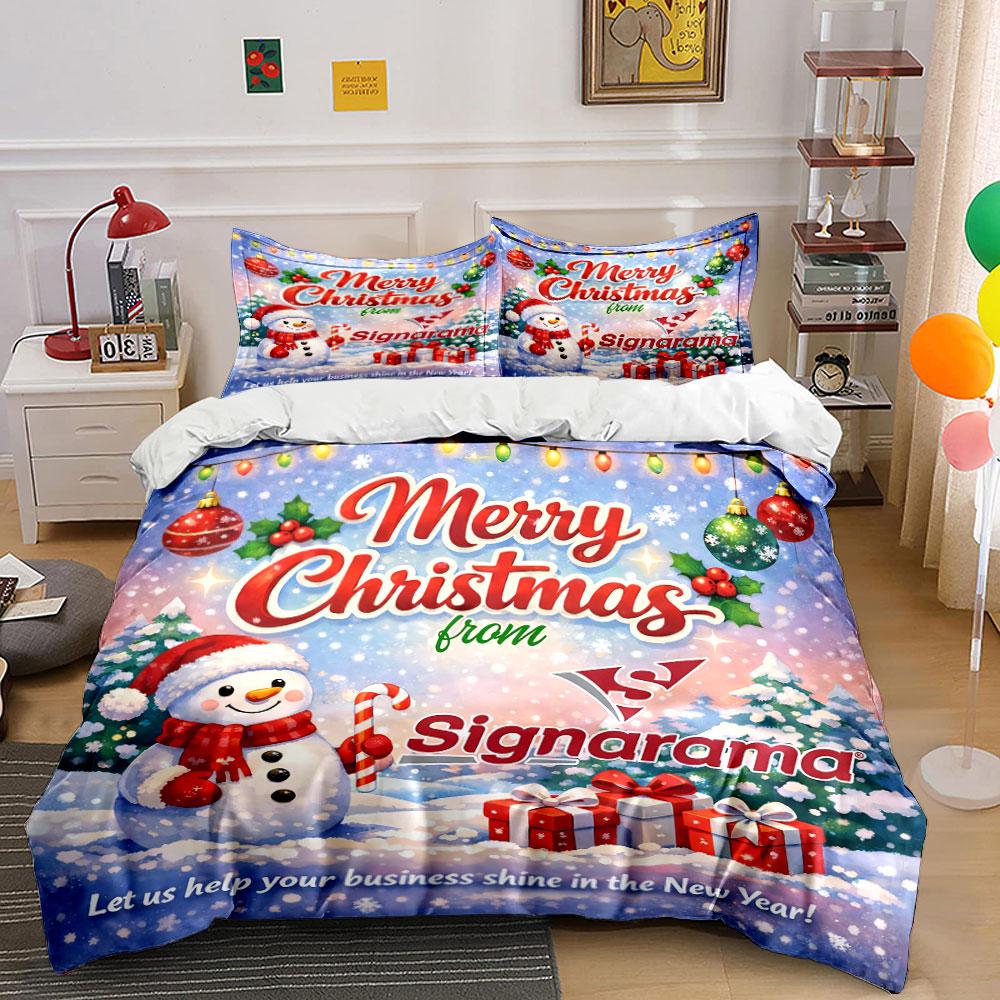 Merry Christmas Snowman Decor Bedding Duvet Cover Set Duvet Cover Pillowcases (1*Duvet Cover 2*Pillowcases, Without Duvet Insert)