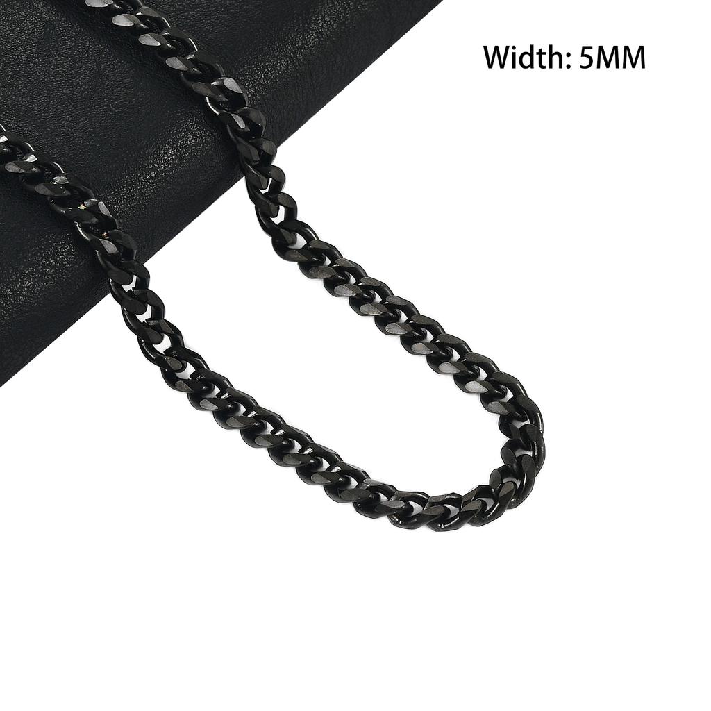 3.5/5/6/7/8mm Punk Stainless Steel Neck Chain Cuban Necklaces for Men Women Black Plated Link Metal Accessories Jewelry