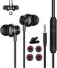 Wired Earphones, 2m Length, with Microphone, Magnetic Design, Noise Cancelling, Stereo Earphones, Extension Cable, In-Ear Headphones, Compatible with