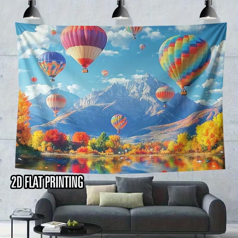 2D Colorful Balloon Backdrop Mountain Lake Photography Background