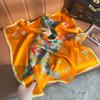 New Flower Pony Printing Plain Crepe Satin Silk Silk Scarf Women's Spring Light Luxury Premium Mulberry Silk Square Scarf
