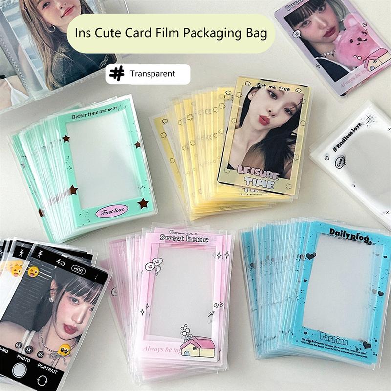 50Pcs Cartoon Small Card Case Star Photo Protection Card Film Packaging Bag Waterproof Anti-Fouling Transparency Photo Album