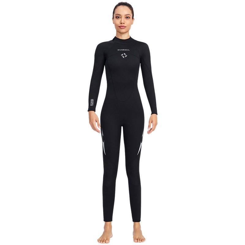 3MM Diving Suit Women's One-piece Long-sleeved Cold-proof Men's Snorkeling Surfing Swimming Warm Wet