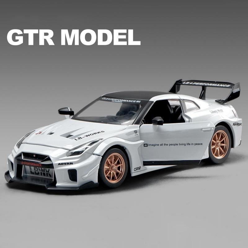 1:24 Skyline Ares GTR R35 Die-Cast-Modelle & Spielzeugfahrzeuge Metall-Spielzeugauto-Modell Hohe Simulation Rückzieh-Sammlung Kinderspielzeug