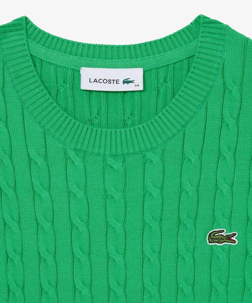 LACOSTE Women'S Cable Short Sleeve Crew Neck Sweater Af590E-56G Npa