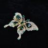 Retro Green Butterfly Suit Collar Pin Crystal Butterfly Brooches Green Butterfly Brooch  Gift