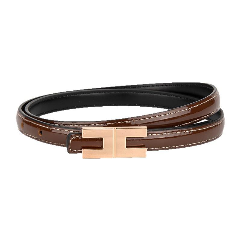 

Genuine Leather Women s Thin Belt Decorative Dress with Belt High-end Cowhide Leather Lacquered Belt for Women 105cm