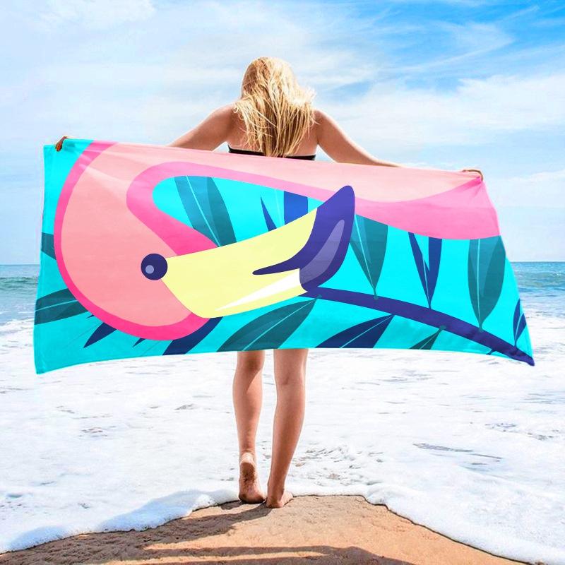70*140CM 1pc Tropical Plant Printed Large Beach Towel Quick Drying Absorbent Beach Towel Swimming Vacation Camping Beach Towel