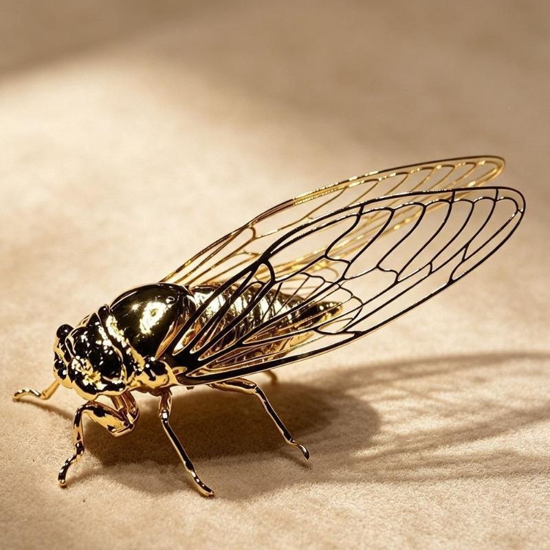 Creative Exquisite Cicada Figurine Mini Hollowed-Out Alloy Animal Statue Retro Anti-Rust Desktop Small Ornament Gift