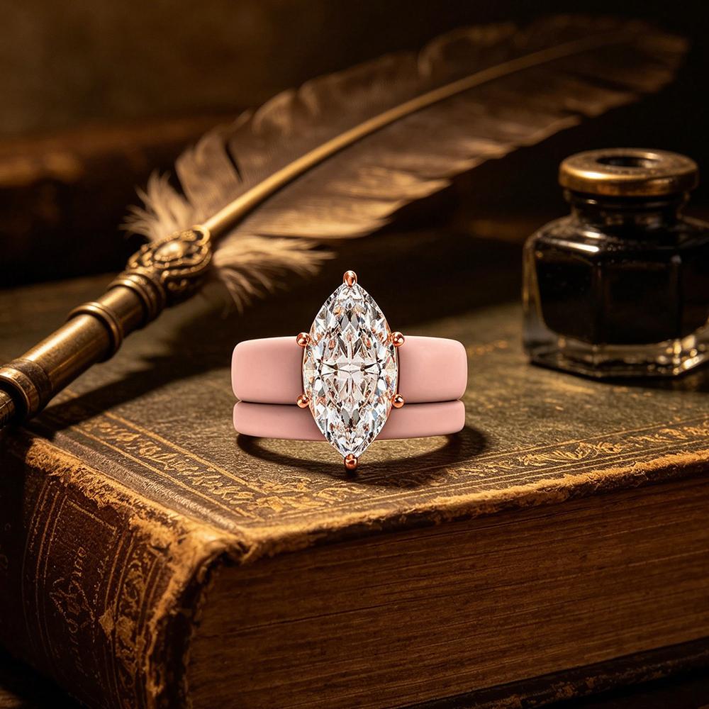 Simple pink silicone stackable ring set rose gold CZ diamond ring suitable for beach vacation casual wear